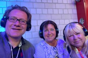 Die Landtagsabgeordneten Martin Habersaat, Birgit Herdejürgen und Sandra Redmann auf der re:publica in Berlin.